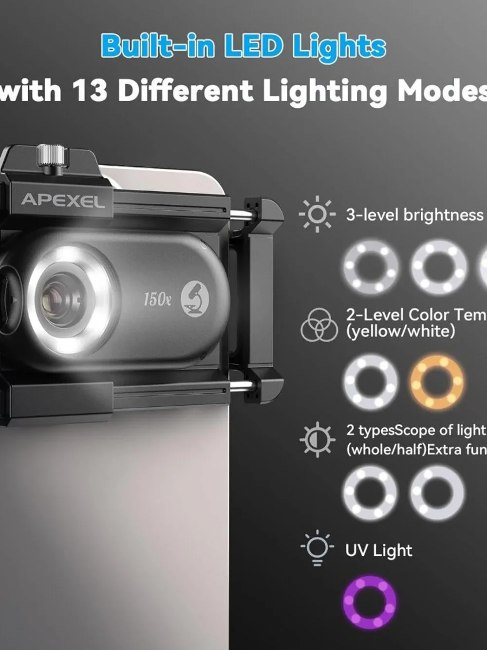 High-Definition 3-in-1 Phone Microscope with Built-in LED - For All Smartphones